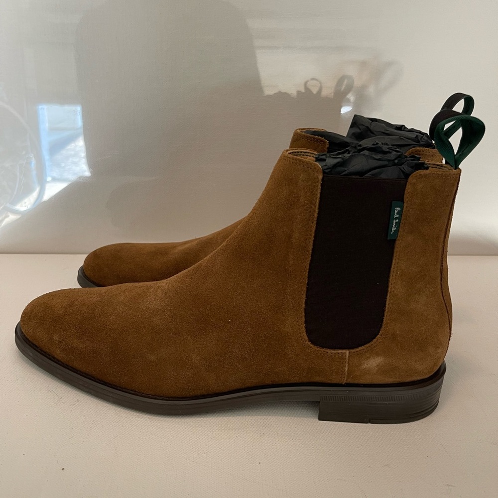PAUL SMITH Mens Brown Goring Cedric Almond Toe Leather Boots 10 Excellent